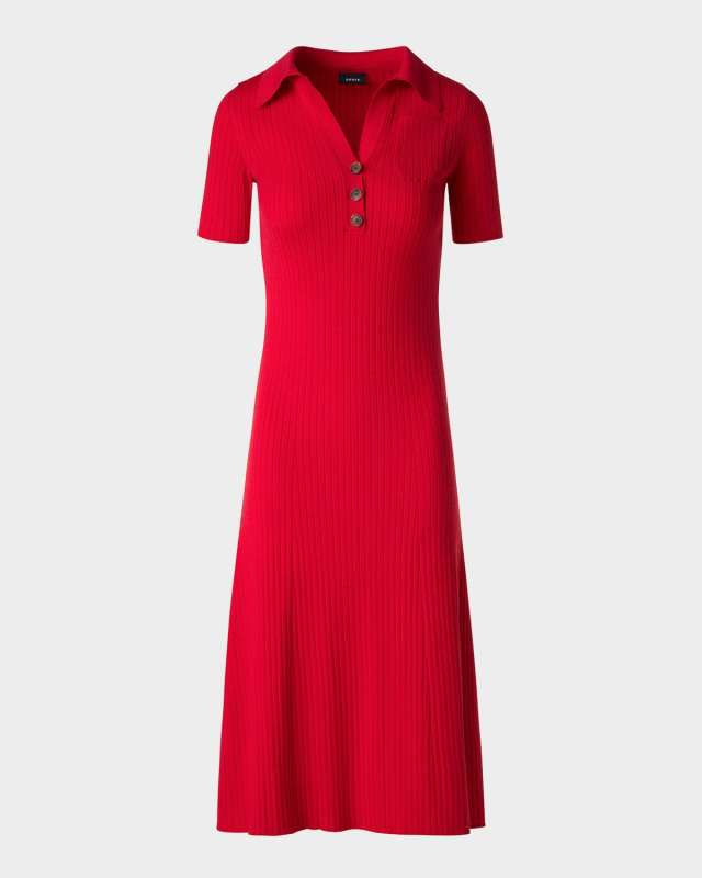 Short-Sleeve Rib Polo Shirtdress
